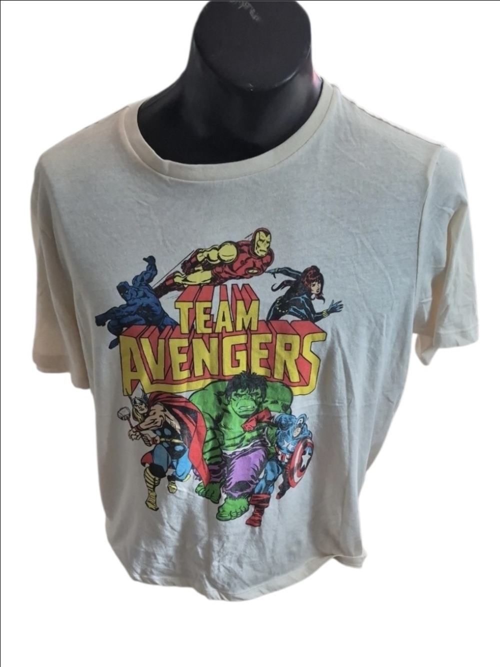 MARVEL JUNIOR T-SHIRT AVENGERS IRON MAN HULK CAPTAIN AMERICA SIZE L - PRE-OWNED